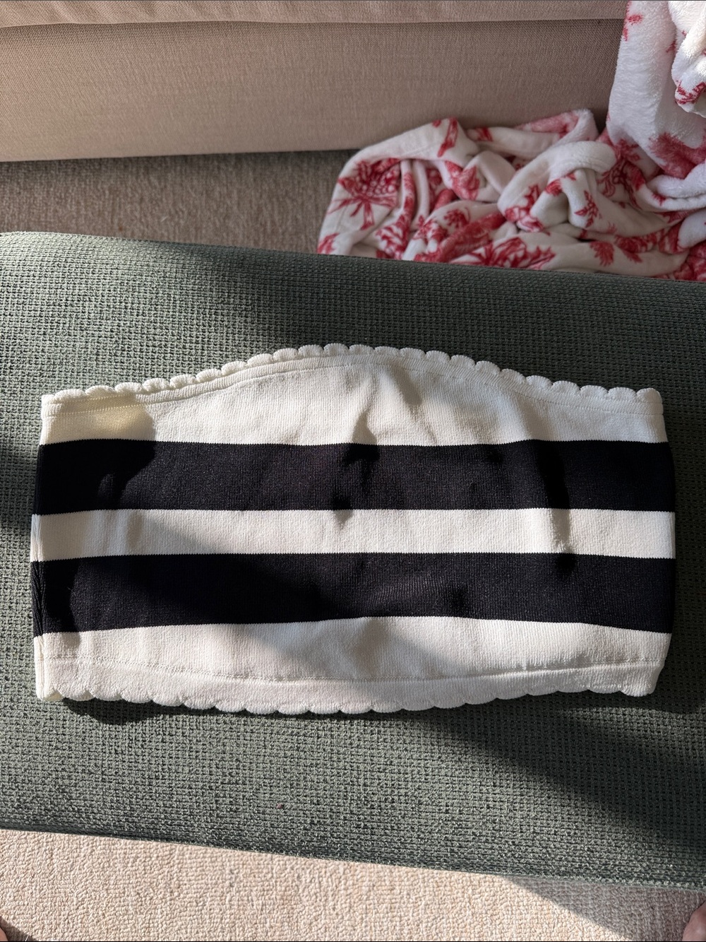 Anthropologie Black and White Striped Strapless Top
